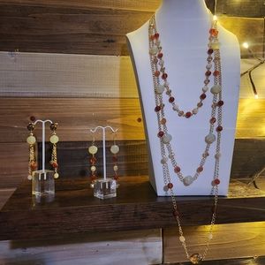 Handmade triple necklace glass beads